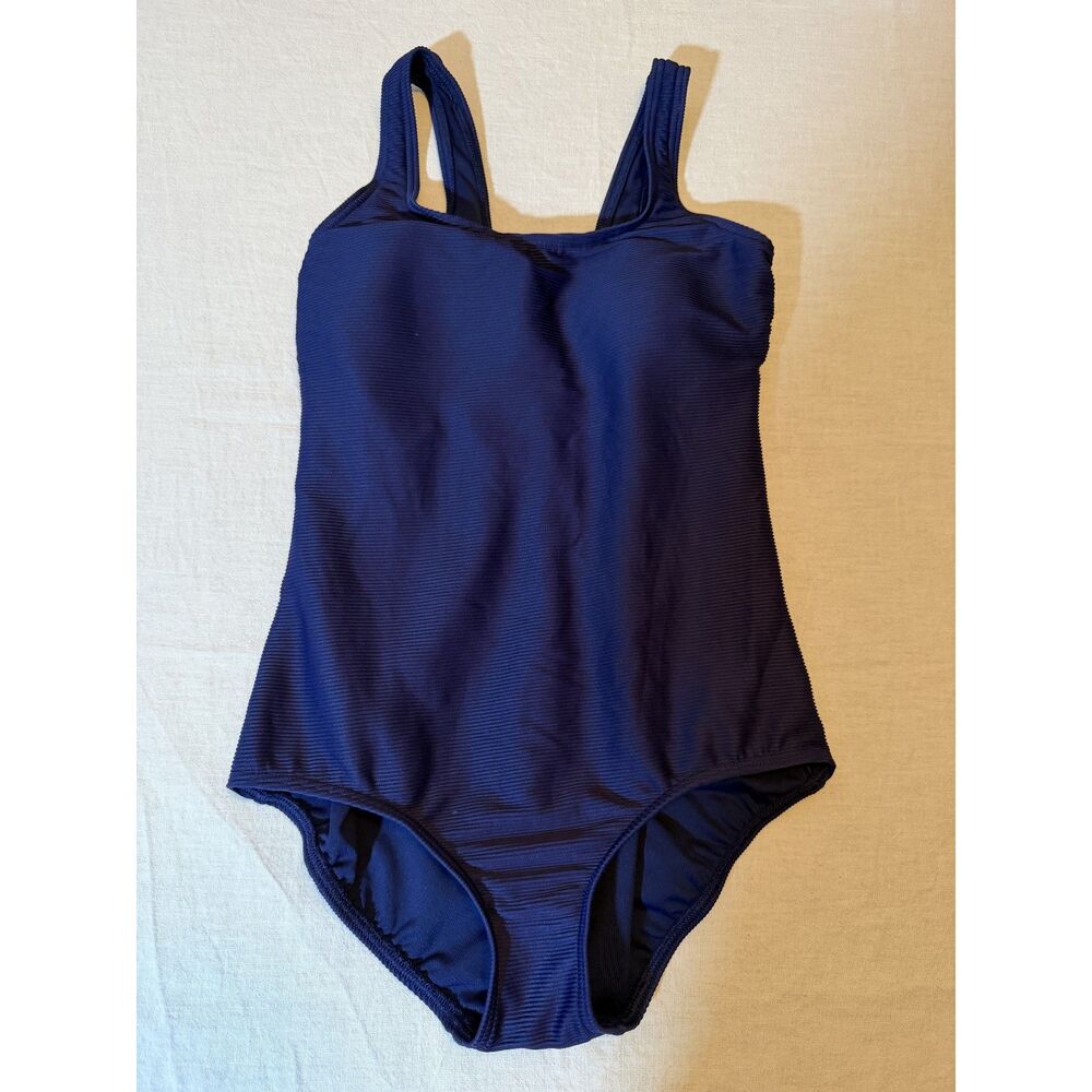 Lands' End Women Blue Tugless One Piece Swimsuit sz 10